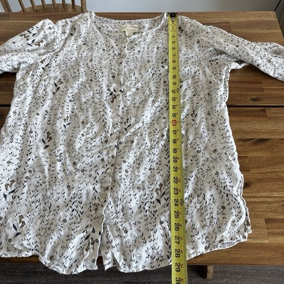 CYNTHIA ROWLEY Linen Floral Blouse Women’s 1X Coastal Femenine Boho Cottagecore - Picture 15 of 16